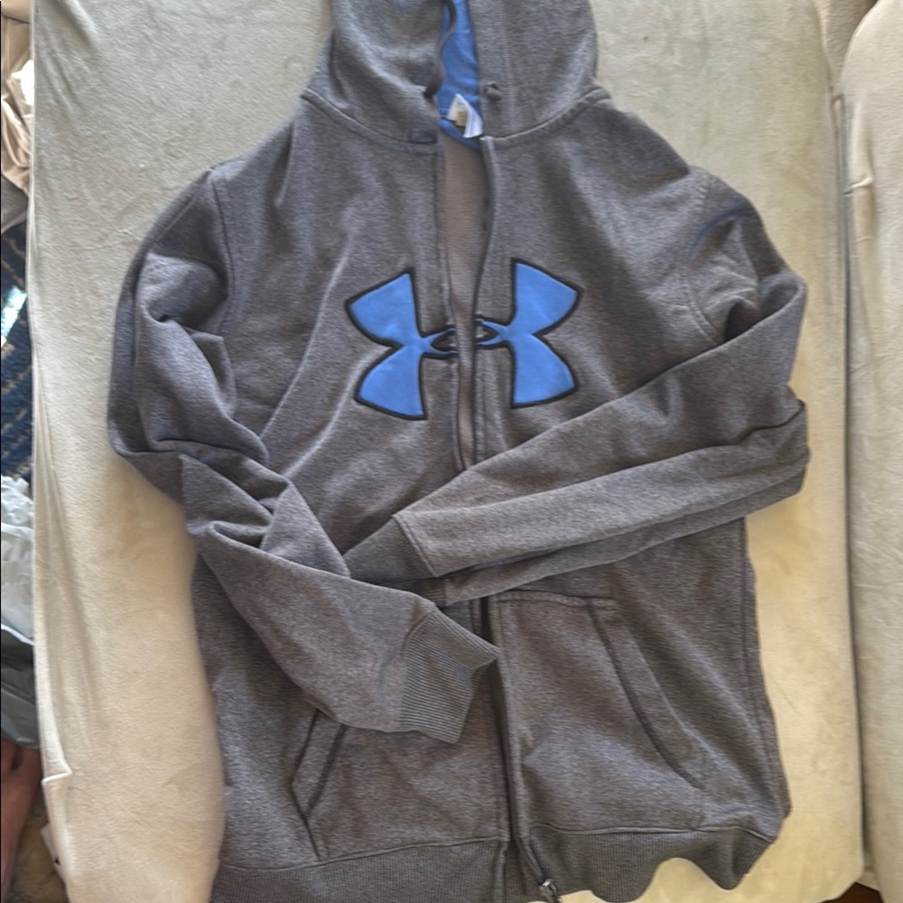 Under Armour Charcoal Hoodie with Sky Blue Logo
